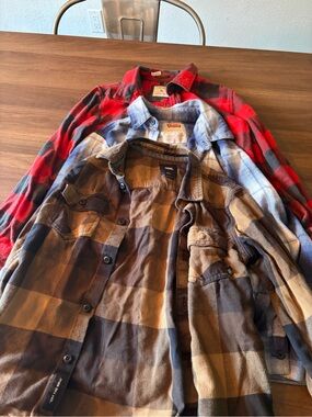 Levi's Kids Button-Down Shirts - Red, Blue, Brown Plaid